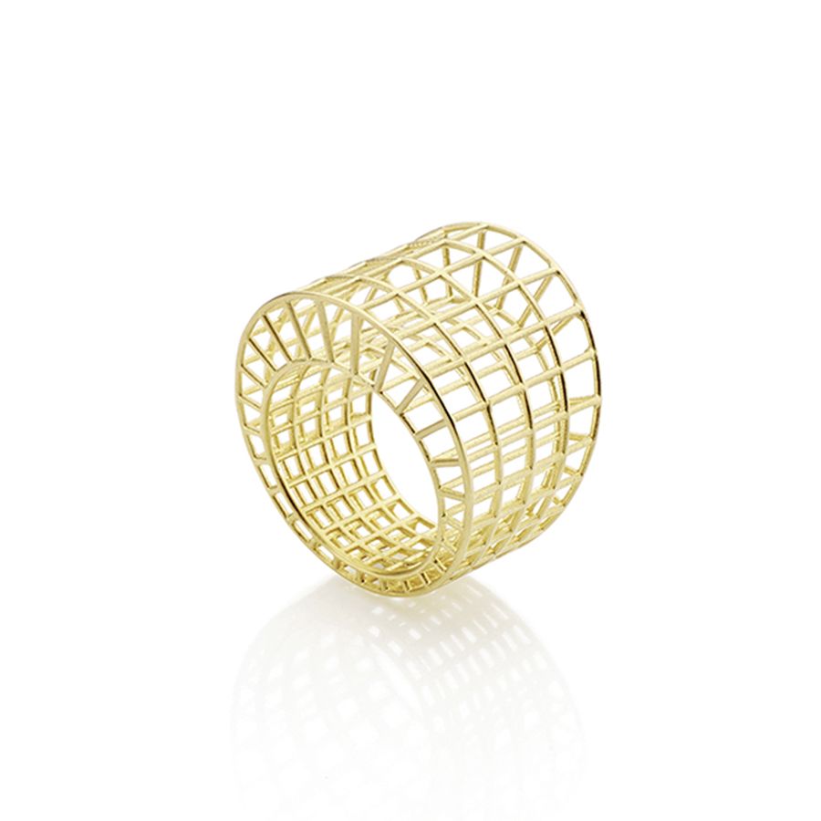 een 18 krt geelgouden ring Antonio Bernardo model Estrutura 